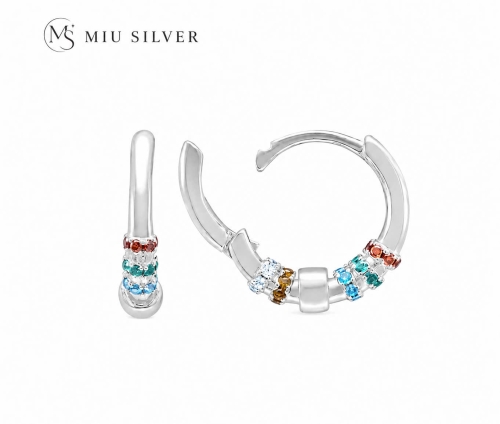 Bông tai bạc Rainbow Glow Hoop