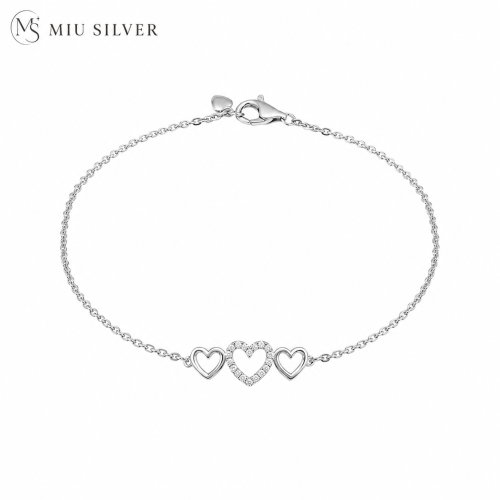 Lắc chân bạc Triple Heart